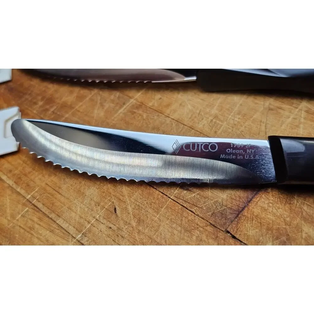 Set of 4 Cutco 1759 Table Knives Double-D Edge Classic Dark Swirl TH Marked USA